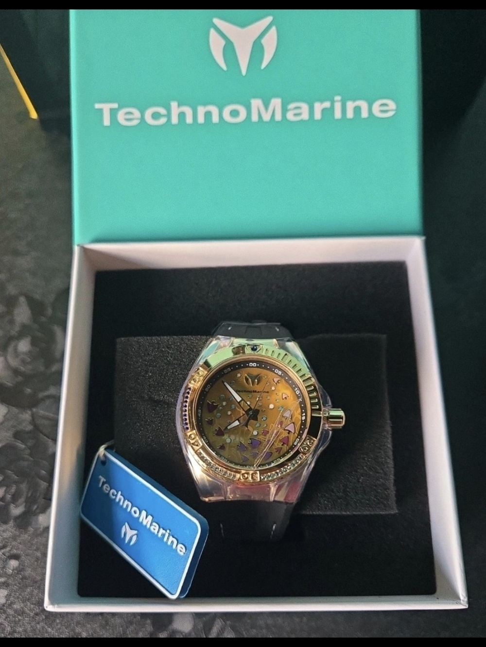 TM-125004 Invicta TechnoMarine Cruise Dream Black Gold Dial Watch 40mm